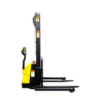 Built Tough Electric Wide Leg Pallet Stacker Heavy Lifter With 2204 Lbs Capacity And 130 Inch Lift Featuring Maintenance Free Battery 110V Us Plug side view