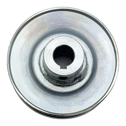 Top view of One Groove 3.5 Inch V Belt Pulley For A B 5L 4L Belts, 5/8 Inch Bore, 1020 Steel Zinc Plated Motor Pulley With Keyseat