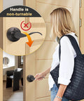 Two Pack Single Sided Dummy Door Handle In Oil Rubbed Bronze No Fuss Easy Push Pull For Closet Or Pantry Right Handed Interior Door Lever Non Turning Dummy Knob, woman using lever on wood door
