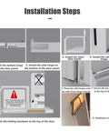 Installation steps for Heavy Duty Stainless Steel 180 Degree Concealed Pivot Hinge during door setup.