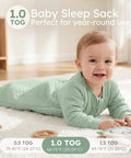 Baby wearing Baby Sleep Sack For Infants 6 To 12 Months 1 Tog Long Sleeve Wearable Blanket Organic Cotton With 2 Way Zipper