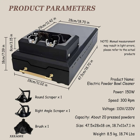 Electric Portafilter Cleaner With Rugged Knock Box No Sweat Espresso Cleanup Gear For Serious Baristas showing product dimensions and features.