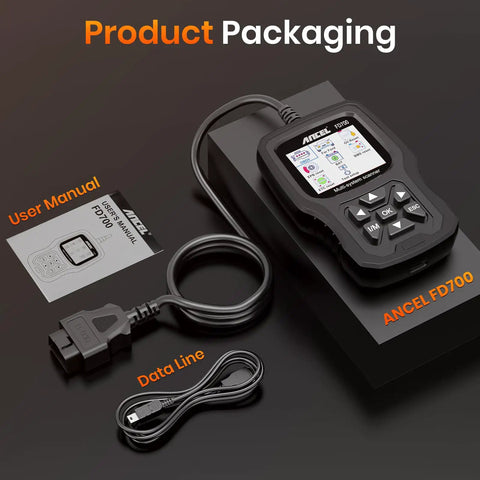 Ford Lincoln Mercury FD700 OBD2 Scanner All In One Full System Diagnostic Tool packaging with cables and manual