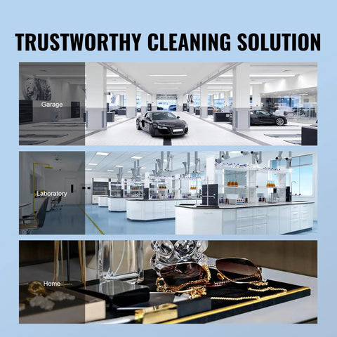 Heavy Duty 6L Ultrasonic Cleaner With Digital Timer And Heater Killer Performance For Watches Glasses Rings And Small Circuit Boards Squeaky Clean Pro Grade Washing System in garage, laboratory, and home settings.