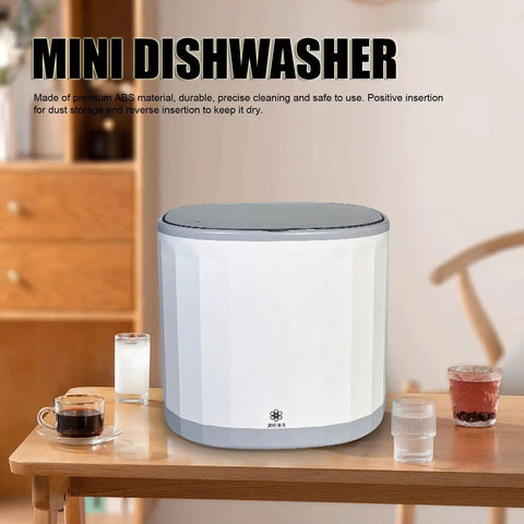 Compact Countertop Dishwasher With 4 Liter Built In Tank And 360 Rotating Spray Head Usb Rechargeable Portable Cleaner For Rv Camping Dorms Tiny Homes No Sweat Quick Rinse Easy Peasy Setup Weekend Warrior Approved on a wooden table.