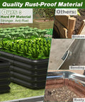Comparison of Tool Free Raised Garden Bed Kit 3x3x1ft with rustproof PP and other materials like broken wood, bending metal.