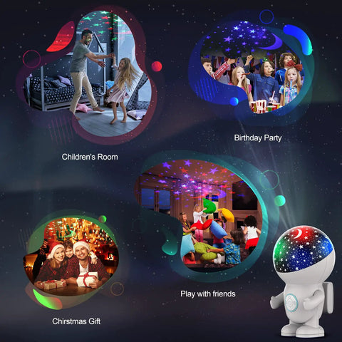 Kids Night Light Astronaut Star Projector With Energy Halo And 360 Degree Rotation, Silent Operation used in diverse settings.