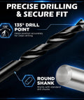 Complete Sae And Metric Thread Repair Kit With Hss Drill Bits Taps And Heavy Duty Stainless Inserts For Stripped Auto Parts That Gets It Done Without A Sweat Works Like A Champ, 135° drill bit with round shank.