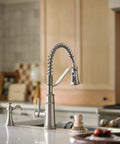 Deck Mounted Kitchen Soap Dispenser with 18 Ounce Refillable Bottle Easy Lift Off Top Spot Resist Stainless Finish