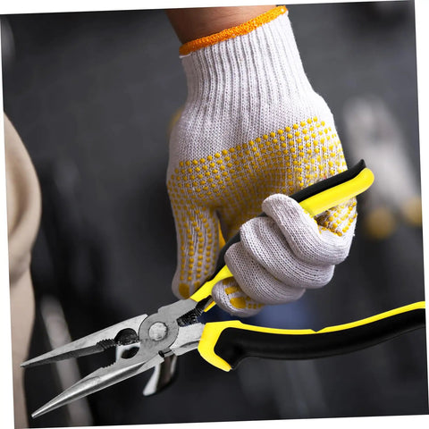 Straight Shooter Electrical Wire Stripper Plier Built For Fast Job Sites And Diy Crews Featuring Slick Ergonomic Handle in hand with gloves.