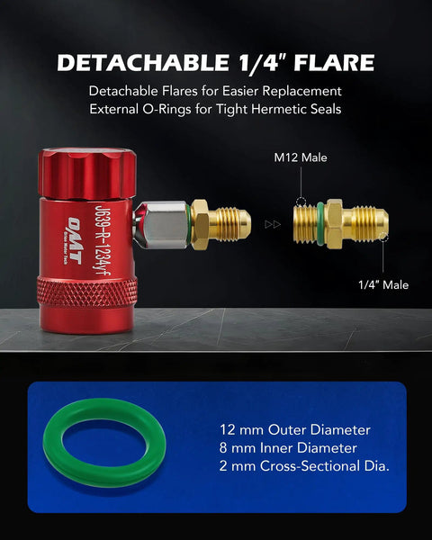 R1234yf Quick Coupler Adapters Set For Automotive Air Conditioning High And Low Pressure Connectors 5 And 6 Ball Quick Couplers with M12 and 1/4 male flare