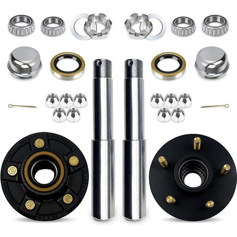 Two Pack 2000 Lb Trailer Hub Kit With 4.5 Inch Bolt Circle 5 Lug BT8 Spindle 1 Inch Round 84 Spindle Includes Nut Washer And Cotter Pin