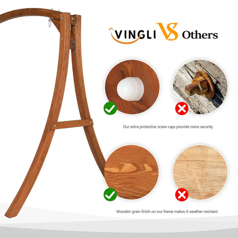 6.7Ft Porch Swing Frame Built Tough Heavy Duty A Frame Stand With 1000lbs Capacity Solid Wood Construction Curved Arc Top