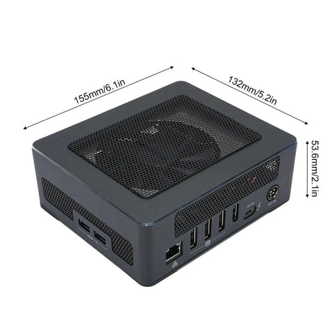 Pro Grade Portable Thunderbolt Three External Gpu Dock with mesh top and various ports for connectivity and cooling.