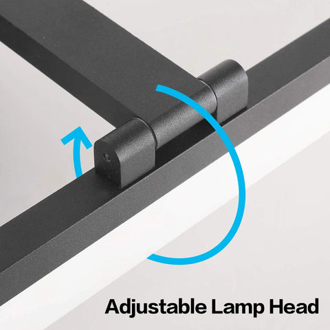 Adjustable hinge on 24 Inch LED Modern Matte Black Bathroom Vanity Light Over Mirror Bar With 180 Degree Up Down Adjustment