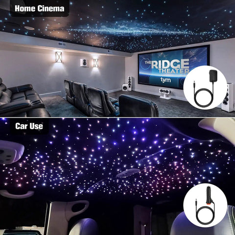 RGBW Fiber Optic Star Headliner for car and home, 650 Pieces RGBW Fiber Optic Star Headliner Kit 13.1ft With App And Remote Control