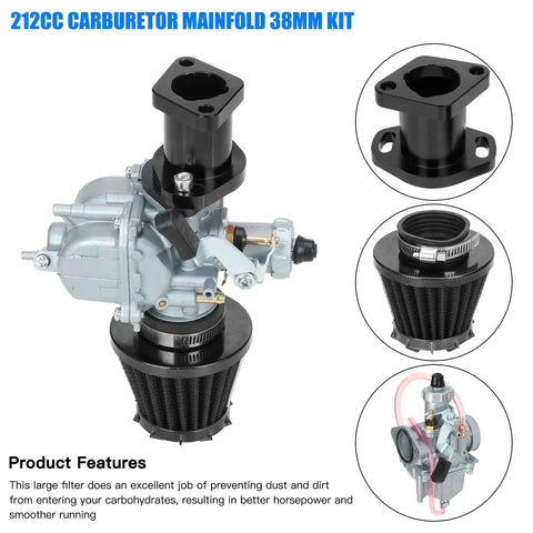 VM22 26mm Carburetor Kit Replacement For Predator 212cc Engines And Compatible Mini Bike Go Kart Models with large filter
