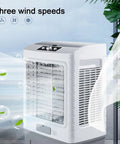 Portable Evaporative Swamp Cooler With Massive Water Tank And Four Ice Packs For Instant Frosty Relief three fan speeds for smooth airflow.