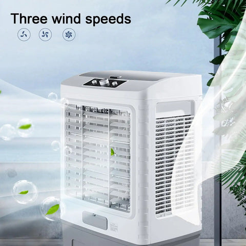 Portable Evaporative Swamp Cooler With Massive Water Tank And Four Ice Packs For Instant Frosty Relief three fan speeds for smooth airflow.