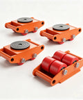 4 Pack Heavy Duty Industrial Skate Dolly With 360 Degree Swivel Casters And Non Slip Tray For Moving CNC Machines Stamping Presses And Heavy Industrial Equipment In Factories orange steel