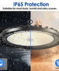 Led High Bay Light 150W Premium 4 Pack UFO Beast Bright Lighting IP65 protection image showing dustproof and waterproof features
