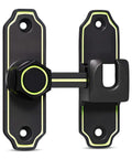 Glow In The Dark Barn Door Lock With 90 Degree Flip Latch, Safety Bolt For Sliding Doors In Bathroom Garden Garage And Pet Cage, Luminous Hardware Black 1 Pack