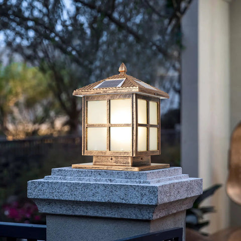 Outdoor Solar Post Lights IP65 Waterproof Glass Pillar Light Square Led Column Lamps For Villa Courtyard Fence Landscape Bollards Aluminum Column Light With Remote Control Cordless Easy No Wiring Install