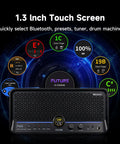 1.3 inch touchscreen of 40W Touchscreen Guitar Amp With Built In Audio Separator Looper Drummer Mode 6 Hour Battery Reusable Effects App