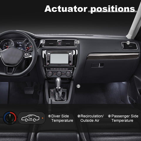 Dashboard showing actuator positions for HVAC Blend Door Actuator For Chevy GMC Buick Silverado Sierra 1994-2014 Driver And Passenger Side Dual Zone Temperature And Climate Control Replaces 89018365 52402588 Plug And Play Ready.