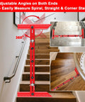 Professional Stair Tread Template Tool With Solid Aluminum Measuring Jig for 360° adjustable angles on stairs.