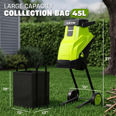 Powerful 15 Amp Wood Chipper And Shredder For Easy Yard Cleanup With 1.8 Inch Cutting Diameter Electric Wood Crusher, 45L Bag in Yard