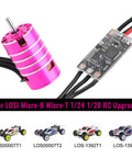 4500KV Brushless Motor And AM32 25A ESC Upgrade Kit For Losi Micro B And Micro T 1/24 And 1/28 RC Buggy, pink motor