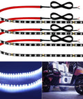 12V White LED Light Strip Kit For Cars Boats Motorcycles Golf Carts And Trucks Tailgate Ready 24 Inch Extendable To 48 Inch Waterproof