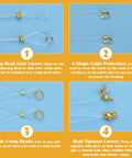 1320 Pcs Jewelry Making Kit With Crimp Beads Crimp Tubes Knot Covers Bead Tips Jump Rings And Lobster Clasps In Sturdy Storage Boxes For DIY Bracelets And Accessories with illustrated guide of components and uses.