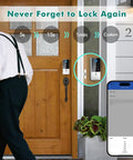 Keyless Smart Lock Deadbolt With Fingerprint And App Control For Home, Rental, And Airbnb installed on a front door.