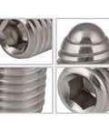 Rock Solid 304 Stainless Steel Spring Plunger M6 Grub Bolt Featuring Precision Ball Detent Fastener 30mm Long close-up of screw head and detent details