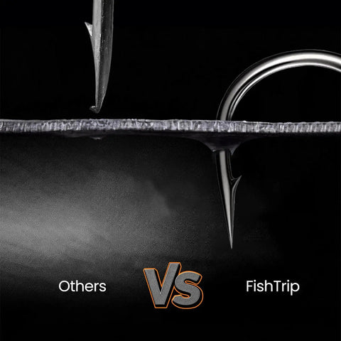 Comparison of other hooks vs FishTrip hooks from the 25 Piece Treble Hooks Set High Carbon Steel Ultra Sharp For Saltwater And Freshwater Fishing Lures Replacement Pro Grade Bass Trout Angling Hooks With Three Curved Points For Higher Hook Up Rates