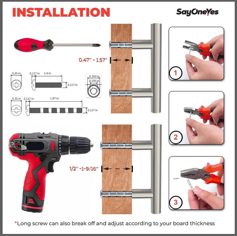 Installation guide for Brushed Nickel Cabinet Handles 5 Inch Length With 3 Inch Hole Centers Stainless Steel Hardware