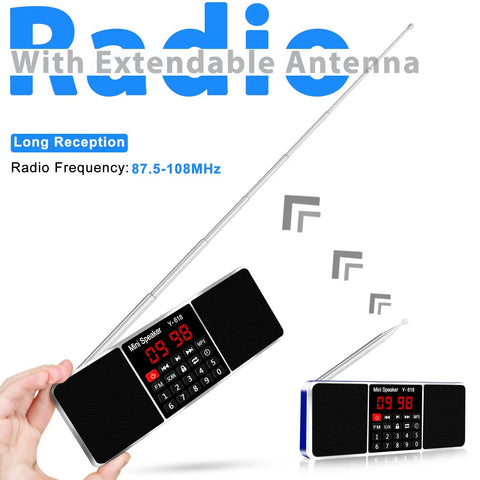 All In One Digital FM Radio Speaker MP3 Player with USB drive and TF card support, LED display, extendable antenna