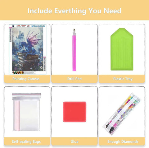 Dope Dragon Diamond Painting Kit For Adults 5D Full Drill DIY Diamond Art Set with Canvas, Pen, Tray, Glue, and Diamonds