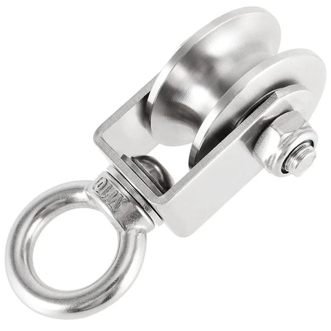 U Type Swivel Pulleys Set of 2, Stainless Steel 304, Duplex Bearings, Super Quiet Detachable Wheel, 360 Degree Rotation, Built Tough Heavy Duty Traction Wheel, Indoor Outdoor Use, 441 Lbs Load Capacity, Rust Resistant, close-up