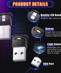 2 Pack Mini USB LED Lights For Car Laptop And Office Lit Ambient Mood Lighting With 8 Color Options 5V USB Powered Adjustable Brightness Auto On Off Sensor Portable Night Lamp details.