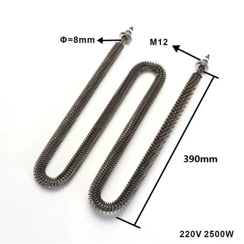 Heavy Duty W Shape Finned Heating Element For Industrial Electric Air Heater 220V 2.5KW SUS304 Stainless Steel, 390mm length