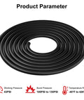 Durable 10-foot black silicone vacuum hose with 1/4 inch inner diameter, FDA food-grade, 43 PSI working rating, automotive use