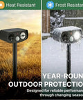 Solar Ultrasonic Animal Repeller Outdoor With Motion Sensor PIR Auto Deterrent For Yard And Garden LED Flashing Light Weatherproof 2 Pack Keeps Pests And Critters At Bay No Fuss Hands Free, heat and frost resistant outdoor stake
