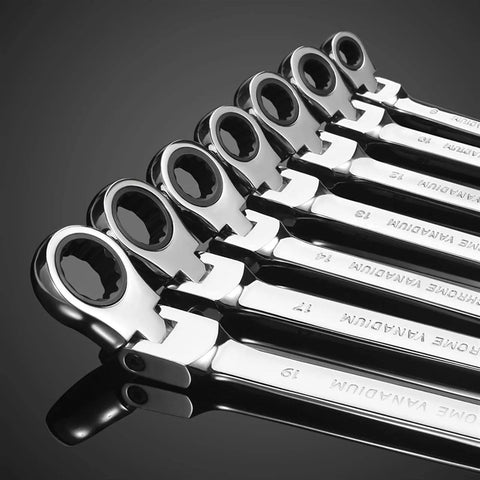 12 Piece Flexible Head Ratchet Spanner Set For Auto And Home Repairs Pro Grade Workhorse Heavy Duty Hand Tools Torque Socket Wrenches