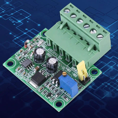 PWM To Analog Converter Module 0-10V Output For PLC And Industrial Control, Accepts 5V Or 24V PWM Input, top view on circuit board.