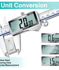 Digital Caliper 6 Inch With Stainless Steel Body, Large LCD Screen, Splash Proof Outside Micrometer, Switch Between Inch, Millimeter, And Fraction