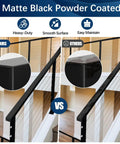 Kickass Black Stainless Steel Handrail For Cable Railing System 6 Foot 6 Inch Length Two Pack Heavy Duty Metal Grip Rail showing smooth matte black finish.