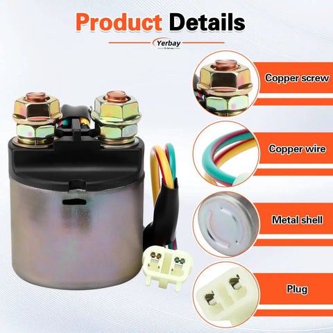 Starter Solenoid Relay For Honda TRX Rancher 350 2000 2006 ATV Replacement Heavy Duty Electrical Switch Fits TRX350 TRX420 TRX400 Foreman Rancher Models Easy Install Reliable Crank Start Performance, metal housing with copper terminals and wire plug